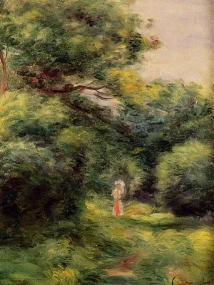Lane in the Woods, Woman with a Child in Her Arms painting by Pierre-Auguste Renoir