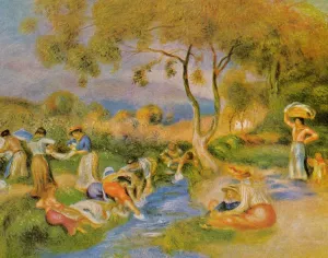 Laundresses at Cagnes by Pierre-Auguste Renoir - Oil Painting Reproduction