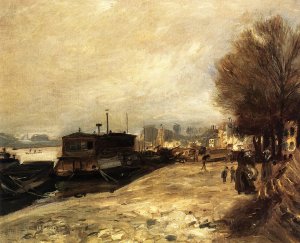 Laundry Boat by the Banks of the Seine, Near Paris by Pierre-Auguste Renoir Oil Painting