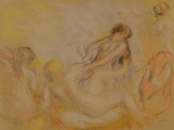 Les Baigneuses au crabe, I  by Pierre-Auguste Renoir - Hand-Painted Oil Painting Reproduction