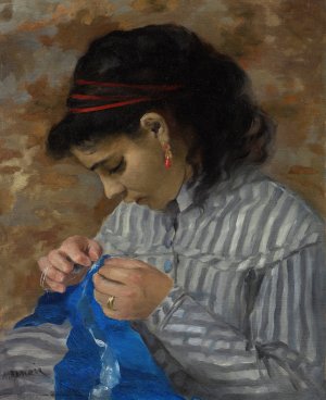 Lise Sewing by Pierre-Auguste Renoir Oil Painting
