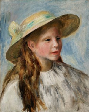 Little Girl with a Hat by Pierre-Auguste Renoir Oil Painting