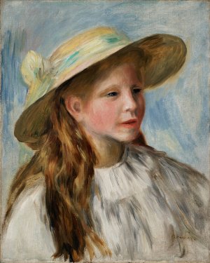 Little Girl With A Hat by Pierre-Auguste Renoir Oil Painting
