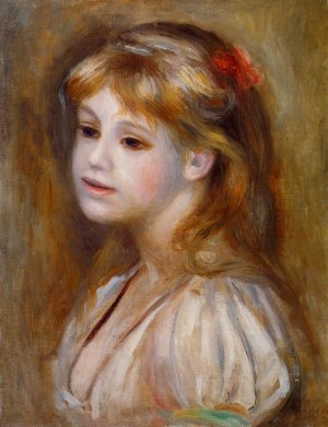 Little Girl with a Red Hair Knot by Pierre-Auguste Renoir Oil Painting
