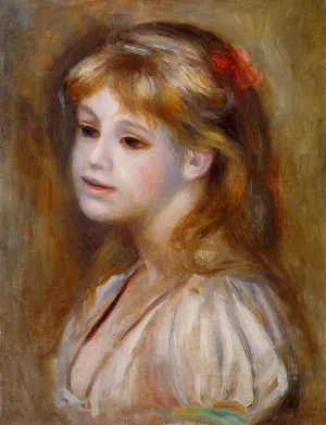 Little Girl with a Red Hair Knot by Pierre-Auguste Renoir Oil Painting