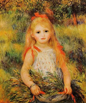 Little Girl with a Spray of Flowers painting by Pierre-Auguste Renoir