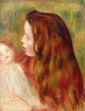 Little Girl with Doll painting by Pierre-Auguste Renoir