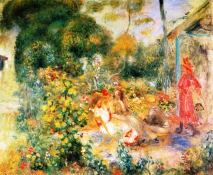 Little Girls in a Garden in Montmartre by Pierre-Auguste Renoir Oil Painting