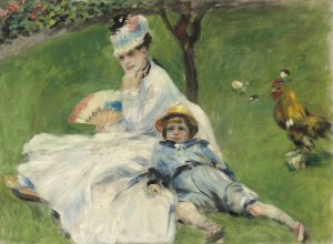 Madame Monet and Her Son by Pierre-Auguste Renoir Oil Painting