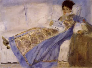 Madame Monet on a Sofa painting by Pierre-Auguste Renoir