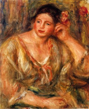 Madeleine Leaning on Her Elbow with Flowers in Her Hair by Pierre-Auguste Renoir Oil Painting
