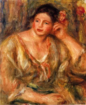 Madeleine Leaning on Her Elbow with Flowers in Her Hair by Pierre-Auguste Renoir Oil Painting
