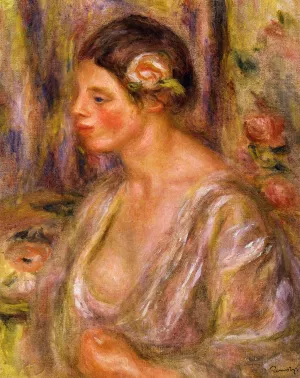 Madeline Wearing a Rose by Pierre-Auguste Renoir - Oil Painting Reproduction
