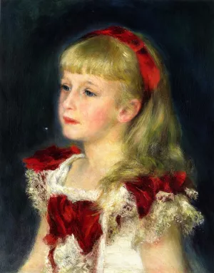Mademoiselle Grimprel with a Red Ribbon by Pierre-Auguste Renoir - Oil Painting Reproduction