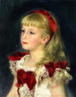 Mademoiselle Grimprel with a Red Ribbon by Pierre-Auguste Renoir Oil Painting