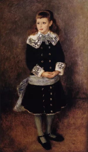 Marthe Berard also known as Girl Wearing a Blue Sash by Pierre-Auguste Renoir - Oil Painting Reproduction