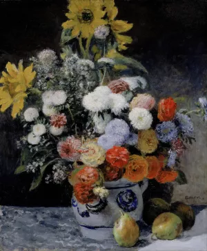 Mixed Flowers in an Earthenware Pot by Pierre-Auguste Renoir Oil Painting