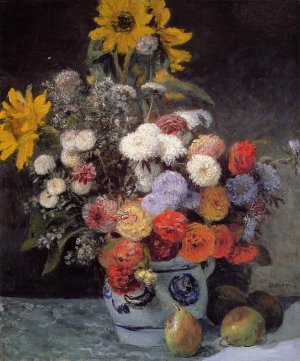 Mixed Flowers in an Earthenware Pot by Pierre-Auguste Renoir Oil Painting