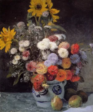 Mixed Flowers in an Earthenware Pot by Pierre-Auguste Renoir - Oil Painting Reproduction