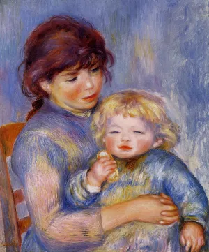 Motherhood also known as Child with a Biscuit by Pierre-Auguste Renoir - Oil Painting Reproduction