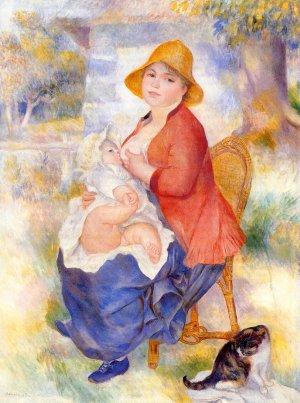 Motherhood also known as Woman Breast Feeding Her Child by Pierre-Auguste Renoir Oil Painting