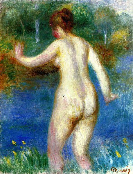 Naked Woman Entering the Water by Pierre-Auguste Renoir - Hand-Painted Oil Painting Reproduction