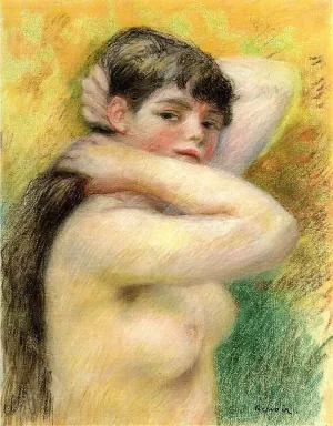 Nude Arranging Her Hair by Pierre-Auguste Renoir Oil Painting