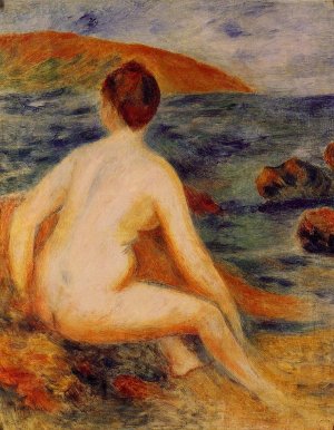 Nude Bather Seated by the Sea by Pierre-Auguste Renoir Oil Painting