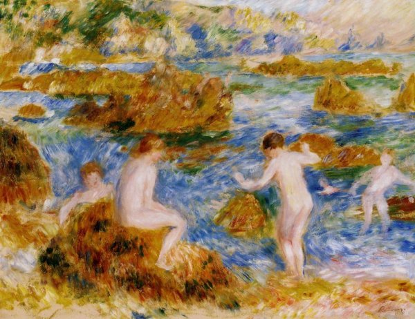 Nude Boys on the Rocks at Guernsey by Pierre-Auguste Renoir - Hand-Painted Oil Painting Reproduction