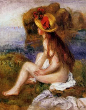 Nude in a Straw Hat by Pierre-Auguste Renoir Oil Painting