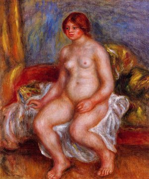 Nude Woman on Gree Cushions by Pierre-Auguste Renoir Oil Painting