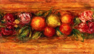 Panel of Fruits and Flowers by Pierre-Auguste Renoir Oil Painting