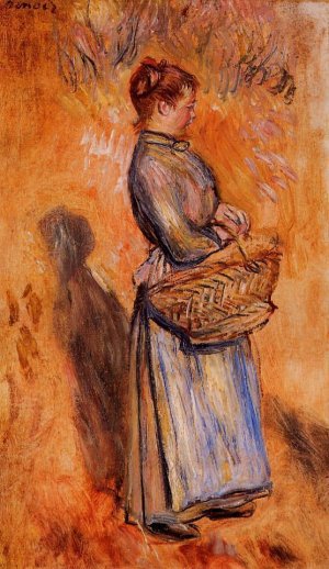Peasant Woman Standing in a Landscape by Pierre-Auguste Renoir Oil Painting