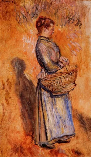 Peasant Woman Standing in a Landscape painting by Pierre-Auguste Renoir