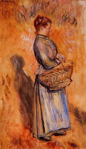 Peasant Woman Standing in a Landscape by Pierre-Auguste Renoir Oil Painting