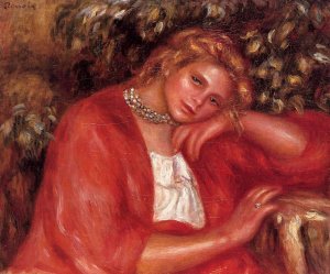 Pensive Young Woman Leaning on Her Elbow by Pierre-Auguste Renoir Oil Painting