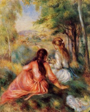Picking Flowers also known as In the Field by Pierre-Auguste Renoir Oil Painting