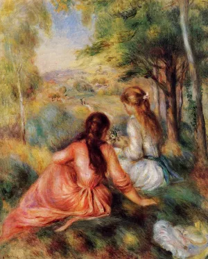 Picking Flowers also known as In the Field by Pierre-Auguste Renoir Oil Painting