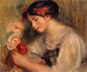 Portrait of Gabrielle also known as Young Girl with Flowers painting by Pierre-Auguste Renoir