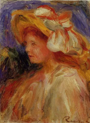 Profile of a Young Woman in a Hat by Pierre-Auguste Renoir - Oil Painting Reproduction