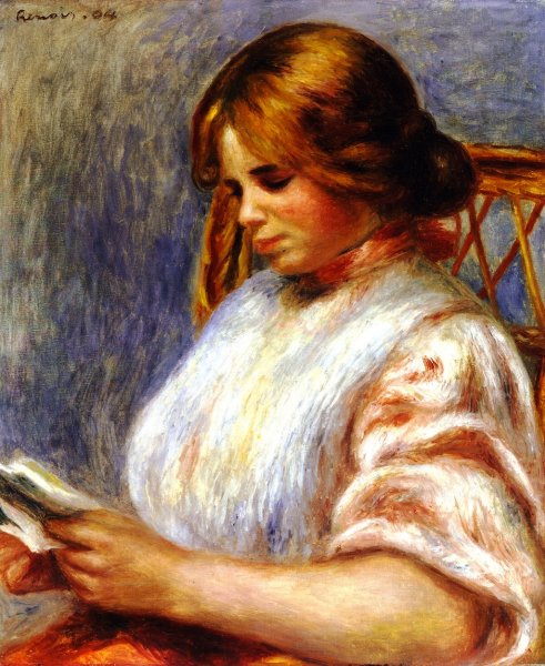 Reader in a Caned Chair by Pierre-Auguste Renoir - Hand-Painted Oil Painting Reproduction