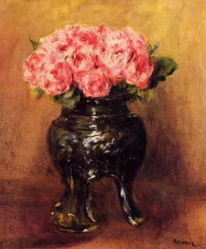 Roses in a China Vase by Pierre-Auguste Renoir - Oil Painting Reproduction