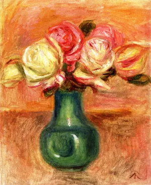Roses in a Vase by Pierre-Auguste Renoir - Oil Painting Reproduction