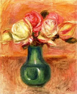 Roses in a Vase by Pierre-Auguste Renoir Oil Painting