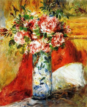 Roses in a Vase 4 Oil painting by Pierre-Auguste Renoir