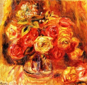 Roses in a Vase 5 by Pierre-Auguste Renoir - Oil Painting Reproduction