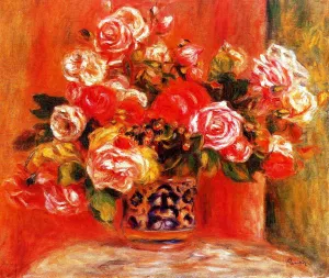 Roses in a Vase by Pierre-Auguste Renoir - Oil Painting Reproduction
