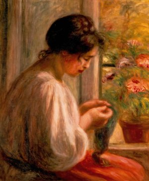 Seamstress at Window by Pierre-Auguste Renoir Oil Painting