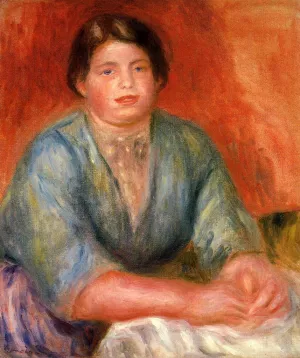 Seated Woman in a Blue Dress by Pierre-Auguste Renoir - Oil Painting Reproduction