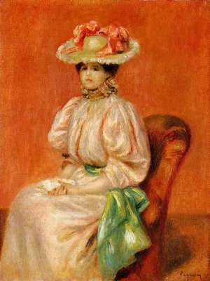 Seated Woman with Green Sash by Pierre-Auguste Renoir Oil Painting